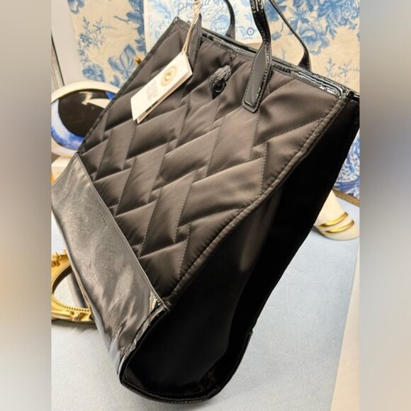 🆕 KURT GEIGER LONDON 🧿 NWT Recycled Drench Square Shopper Tote Bag, All Black - Picture 5 of 16